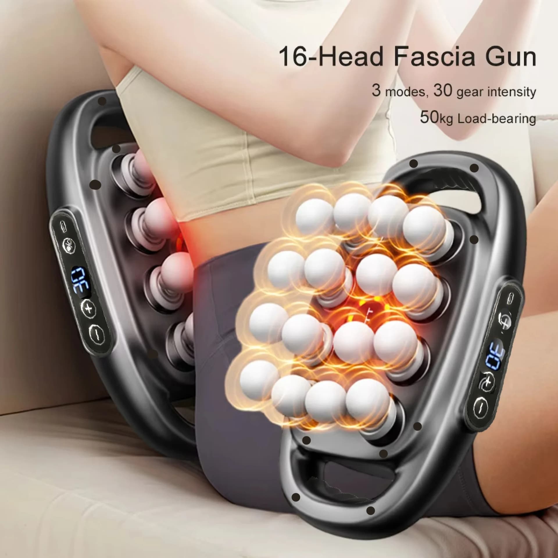 deep tissue massage gun with 16 interchangeable heads — image 3