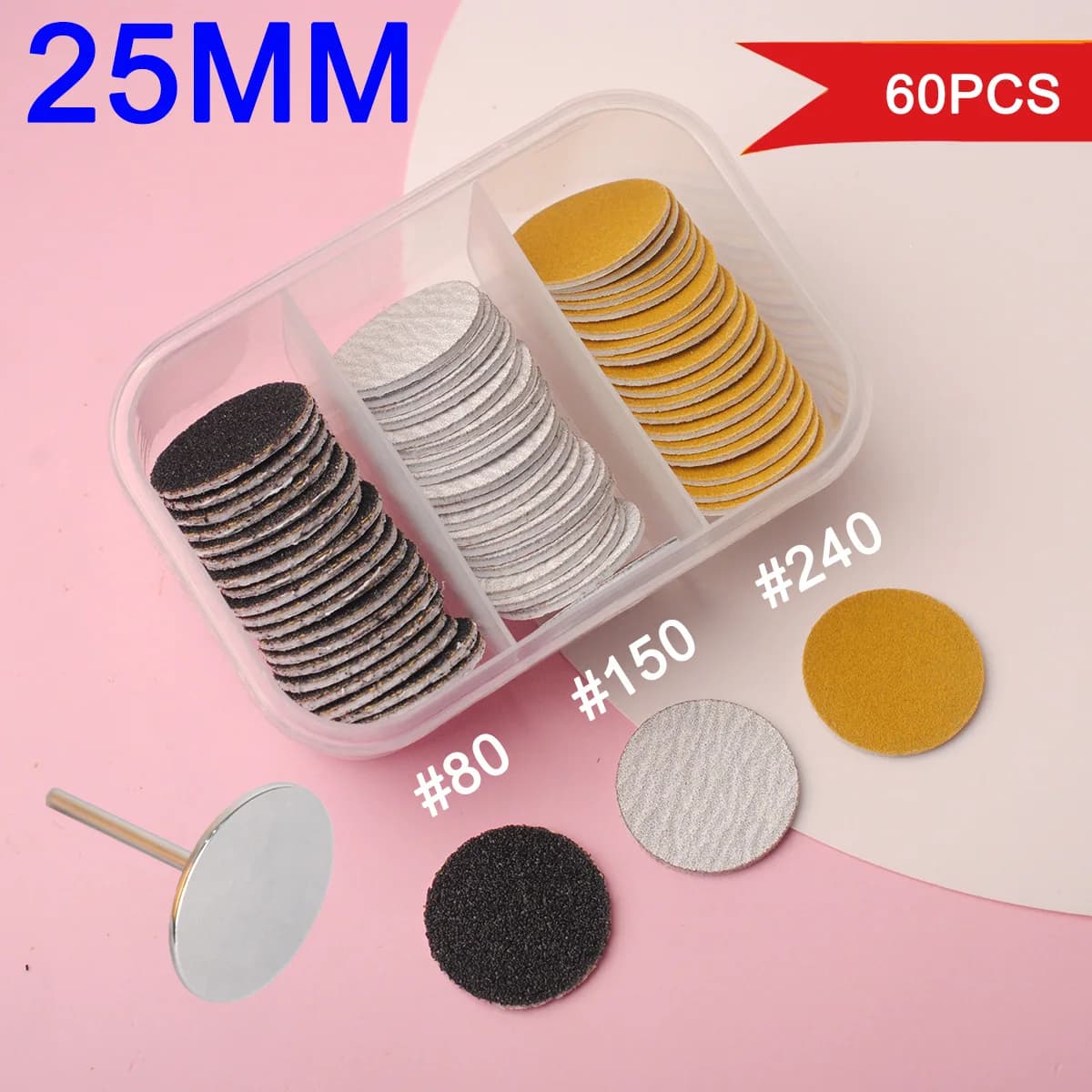pink replaceable pedicure sanding paper with metal disk — image 2