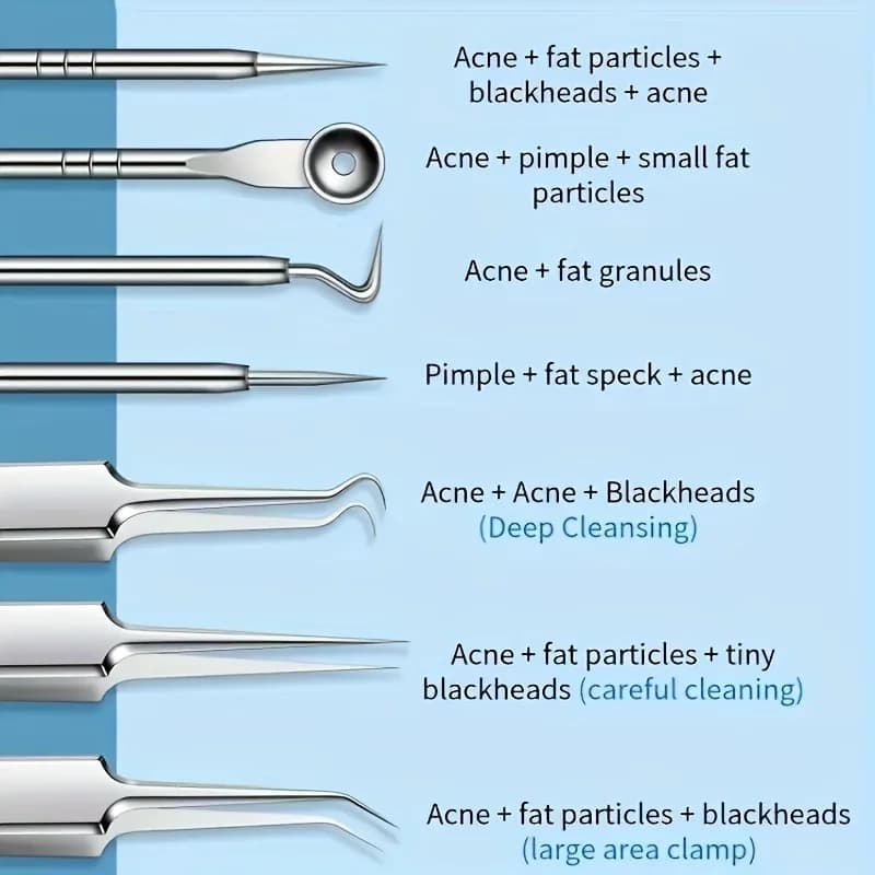 stainless steel blackhead remover kit with 8 tools — image 5