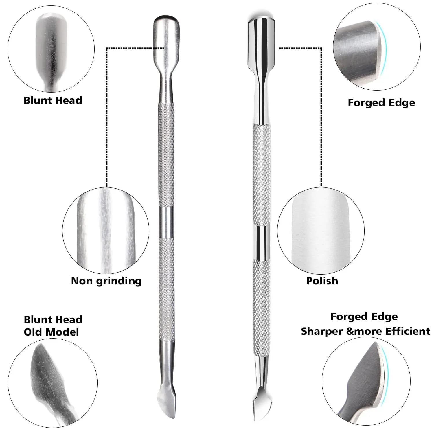 Stainless steel cuticle pliers with integrated pusher — image 3