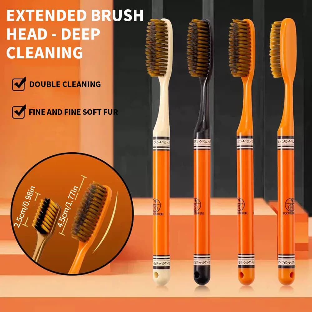 orange light luxury toothbrush with soft bristles — image 1