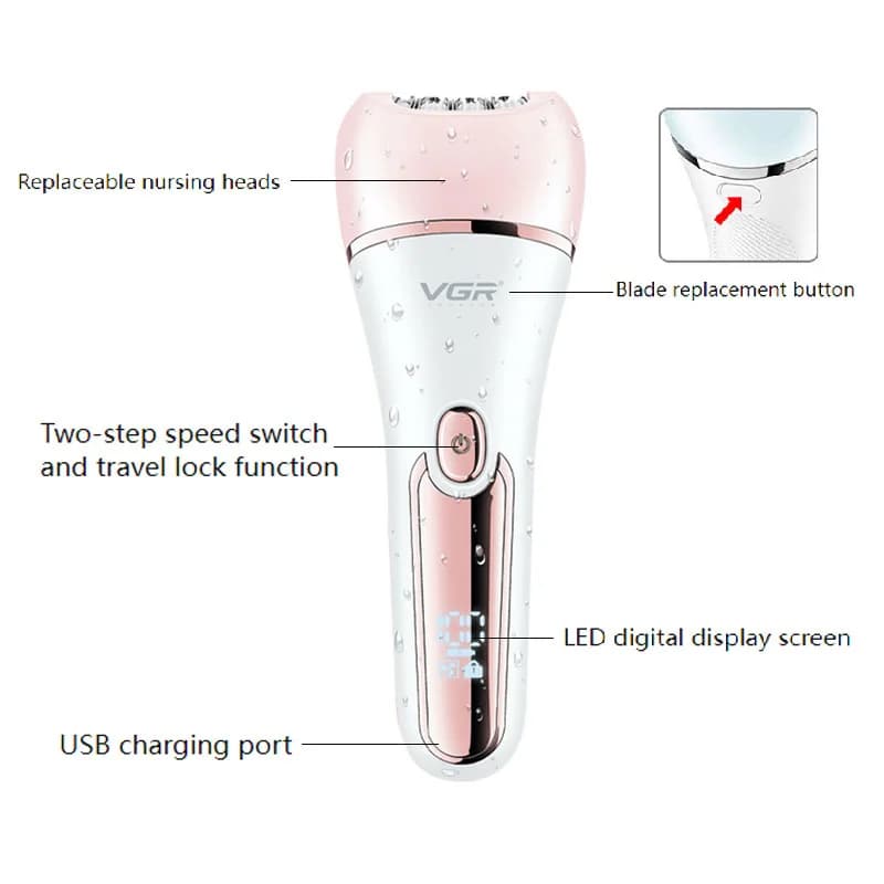 VGR electric women’s epilator with shaver — image 3