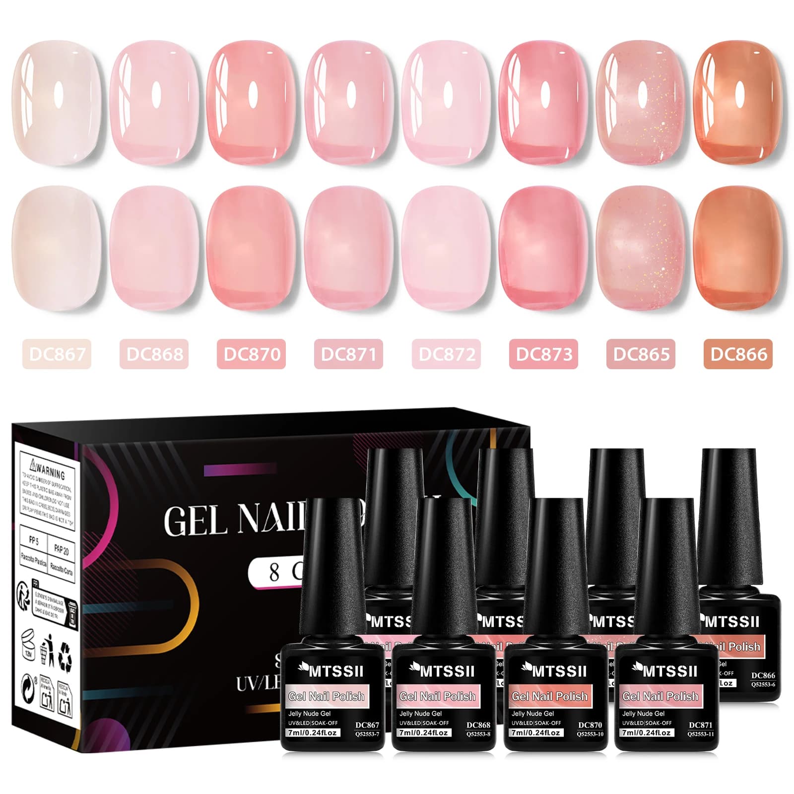 Boxed set of eight nude jelly gel nail polishes — image 7