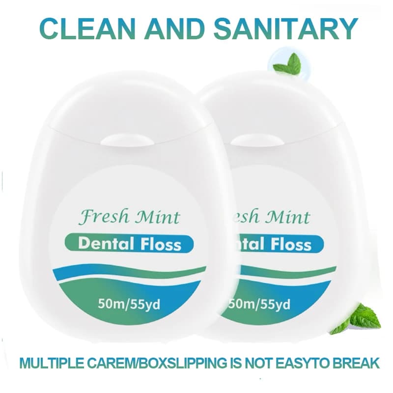 white box of mint dental floss roll — image 4