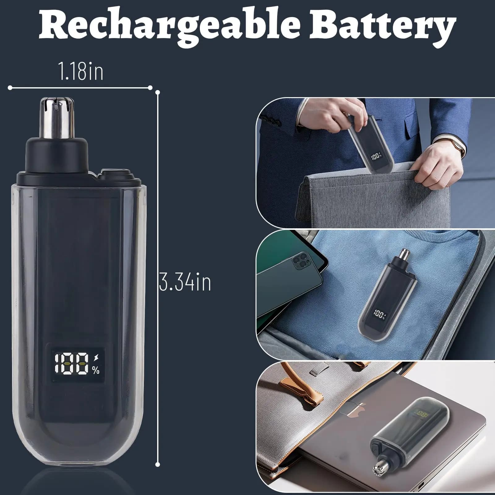 USB rechargeable nose and ear hair trimmer — image 5