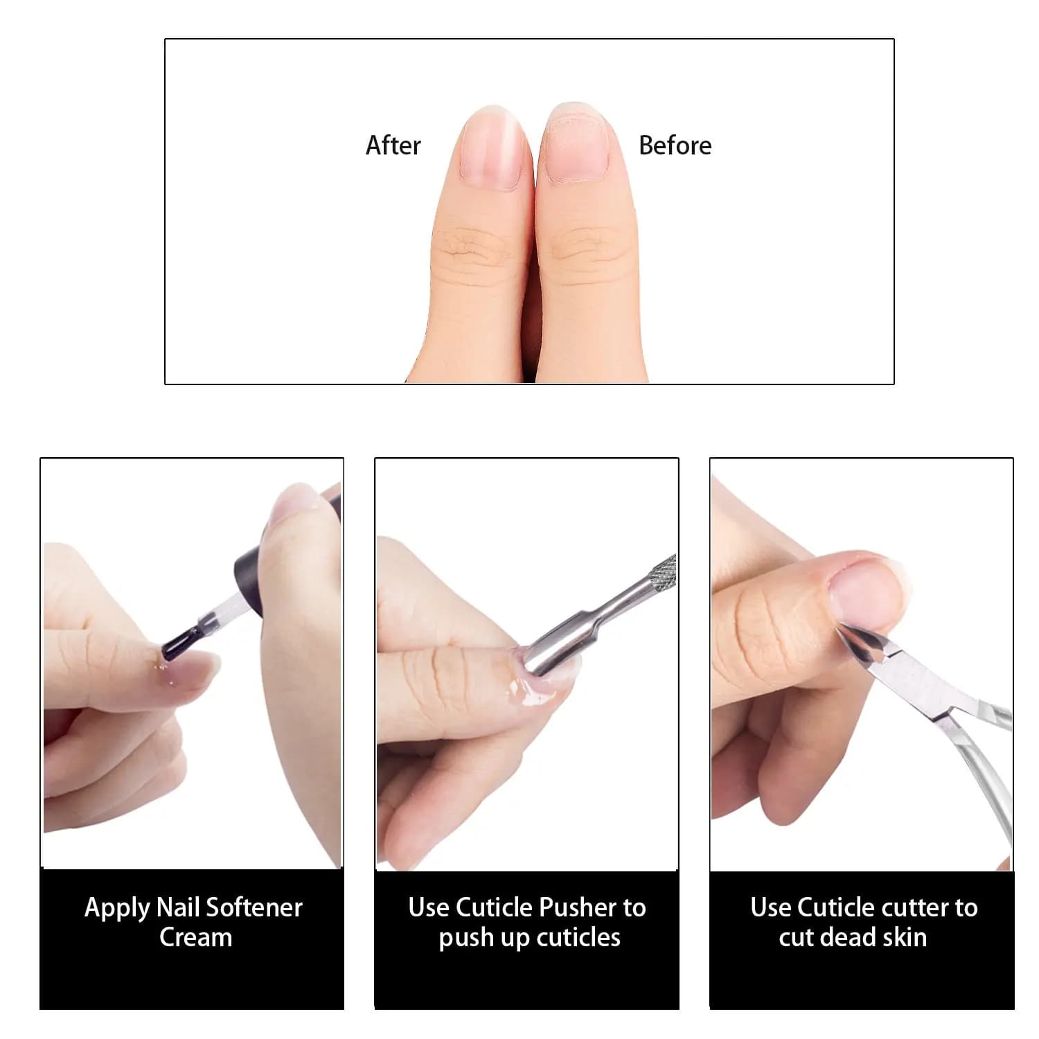 Stainless steel cuticle pliers with integrated pusher — image 5