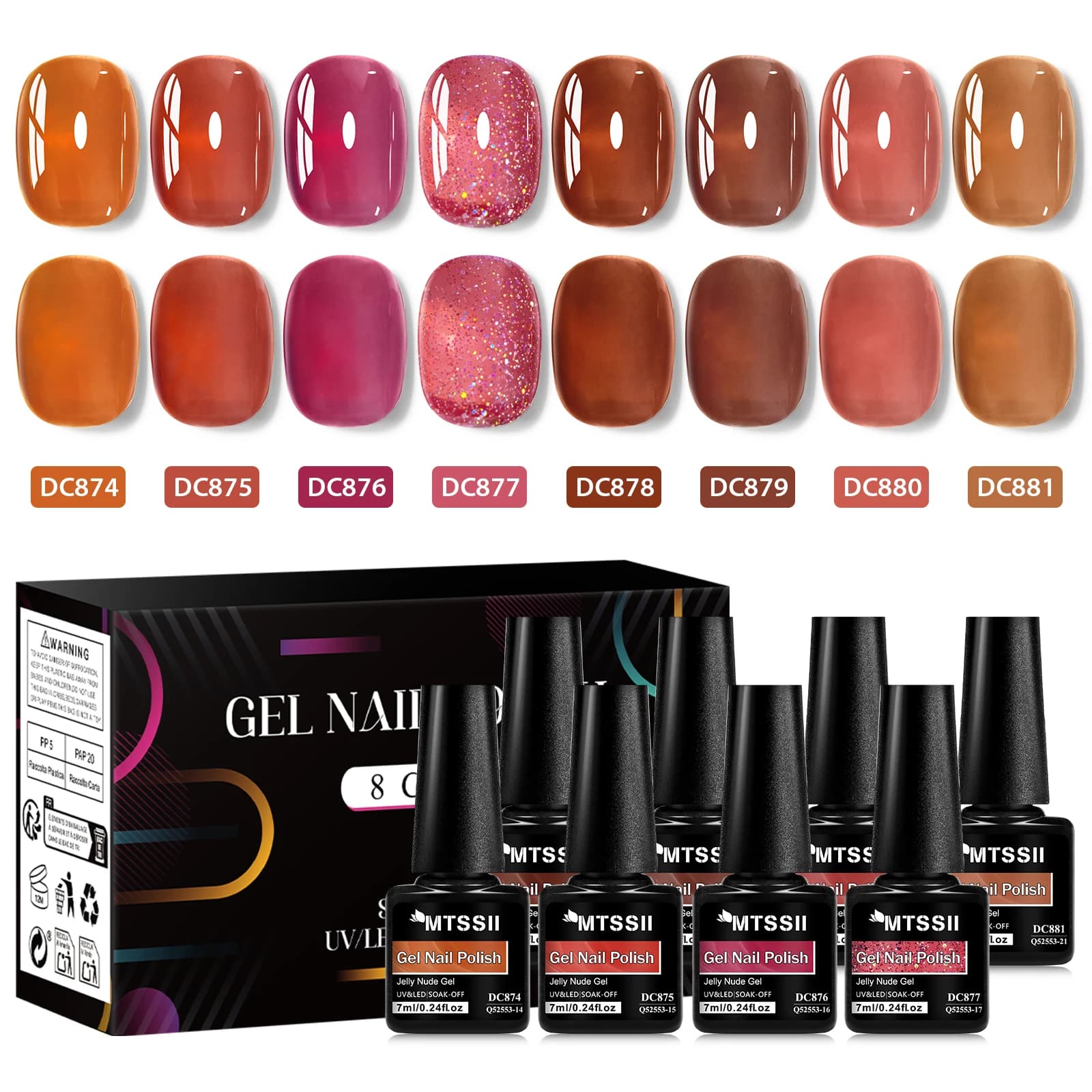 Boxed set of eight nude jelly gel nail polishes — image 6