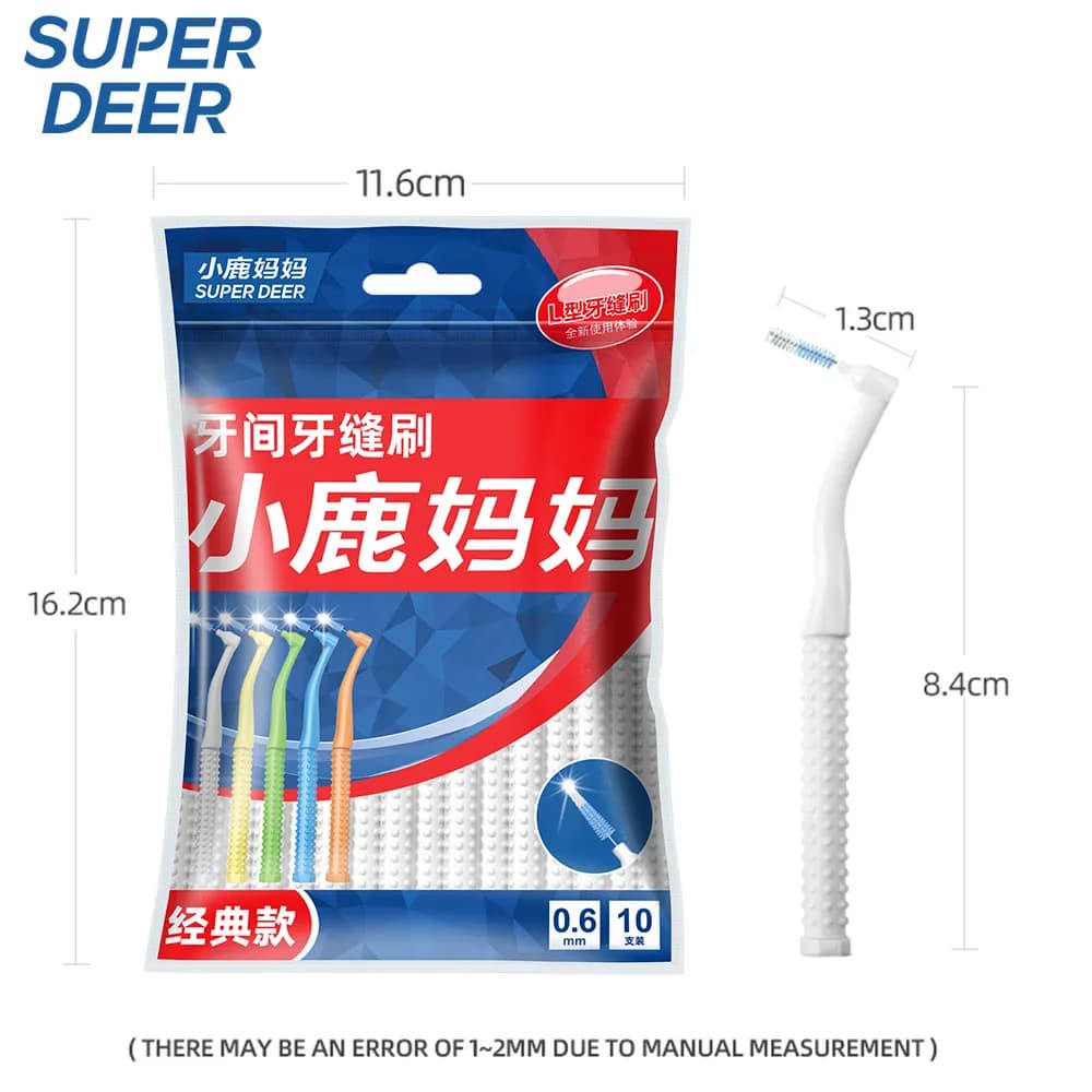 L‑shape interdental brush set with 10 brushes and bag — image 6