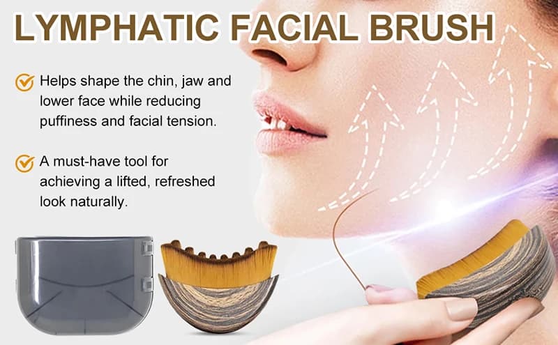 ergonomic lymphatic contour face brush with soft bristles — image 4