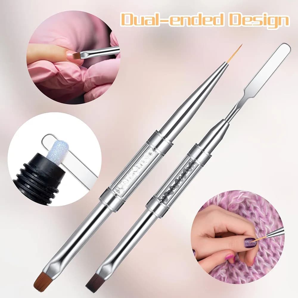 dual-ended nail art brush with gel builder and rhinestone tip — image 4