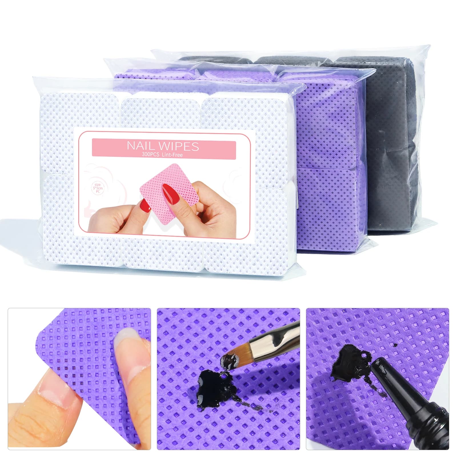 colorful lint-free cotton nail polish remover wipes — image 3