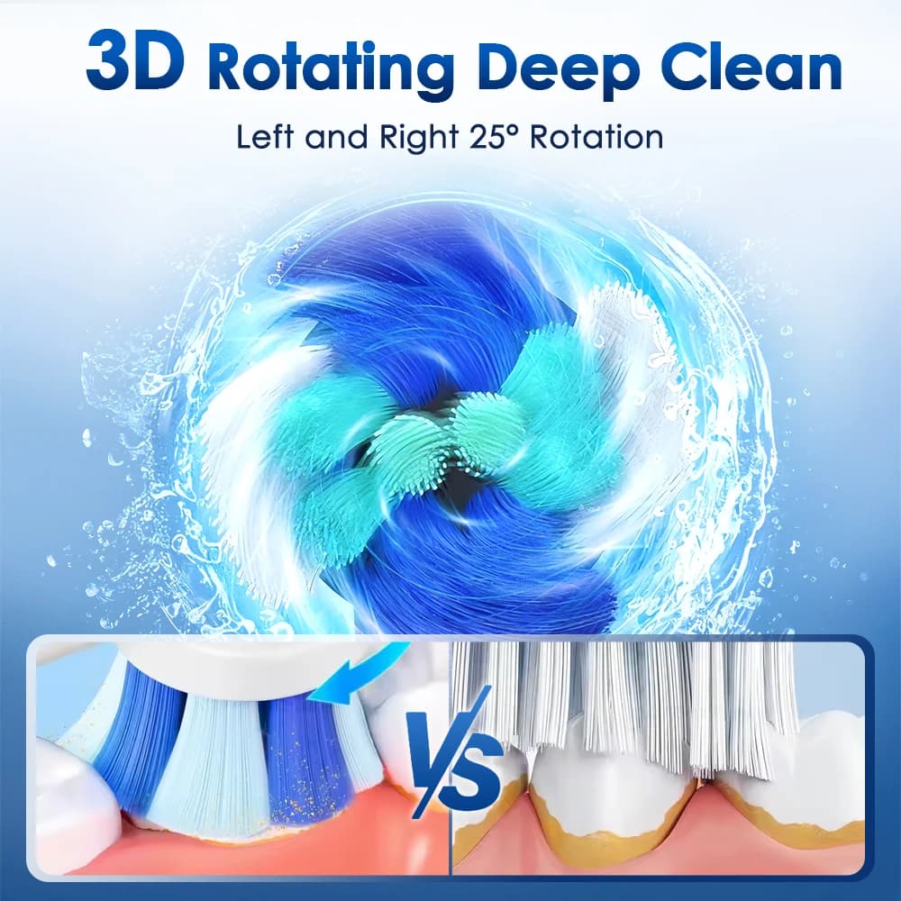3D rotating electric toothbrush with USB charger and travel case — image 2