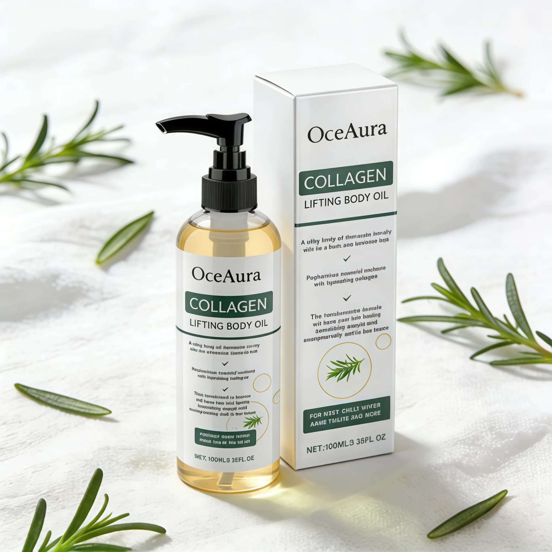 OceAura Collagen Body Oil – Refreshing Rosemary, 100 ml