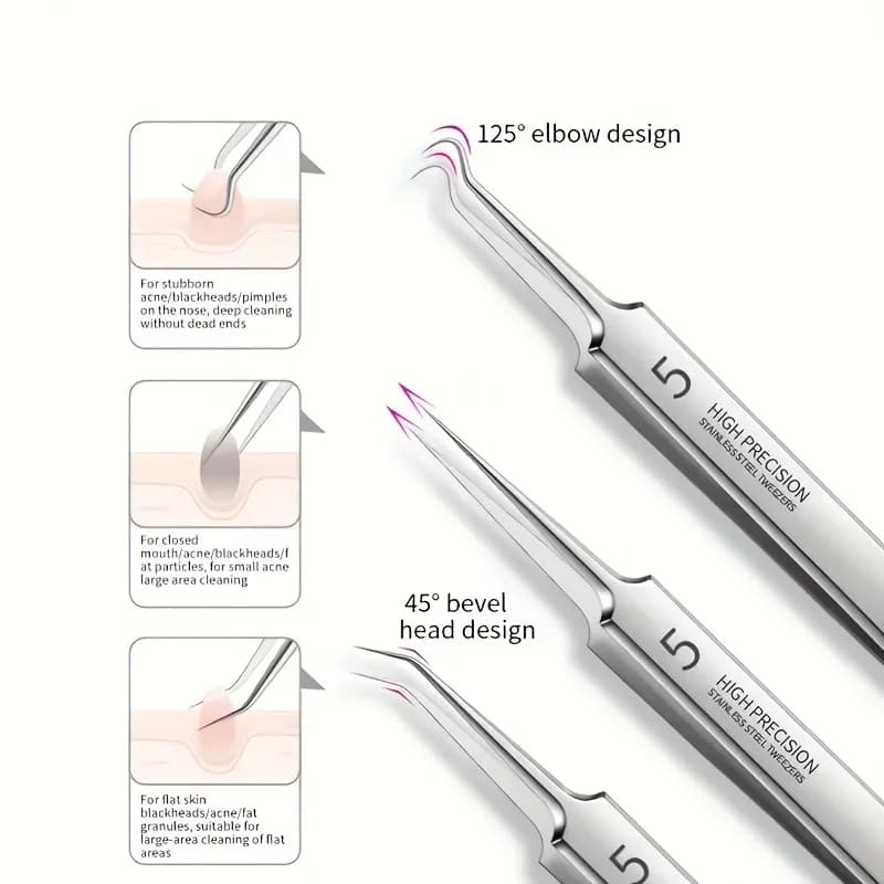 stainless steel blackhead remover kit with 8 tools — image 4