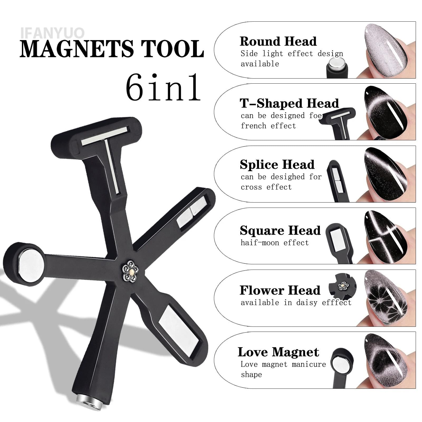heart-shaped magnetic nail accessory with cat eye effect and side light — image 3