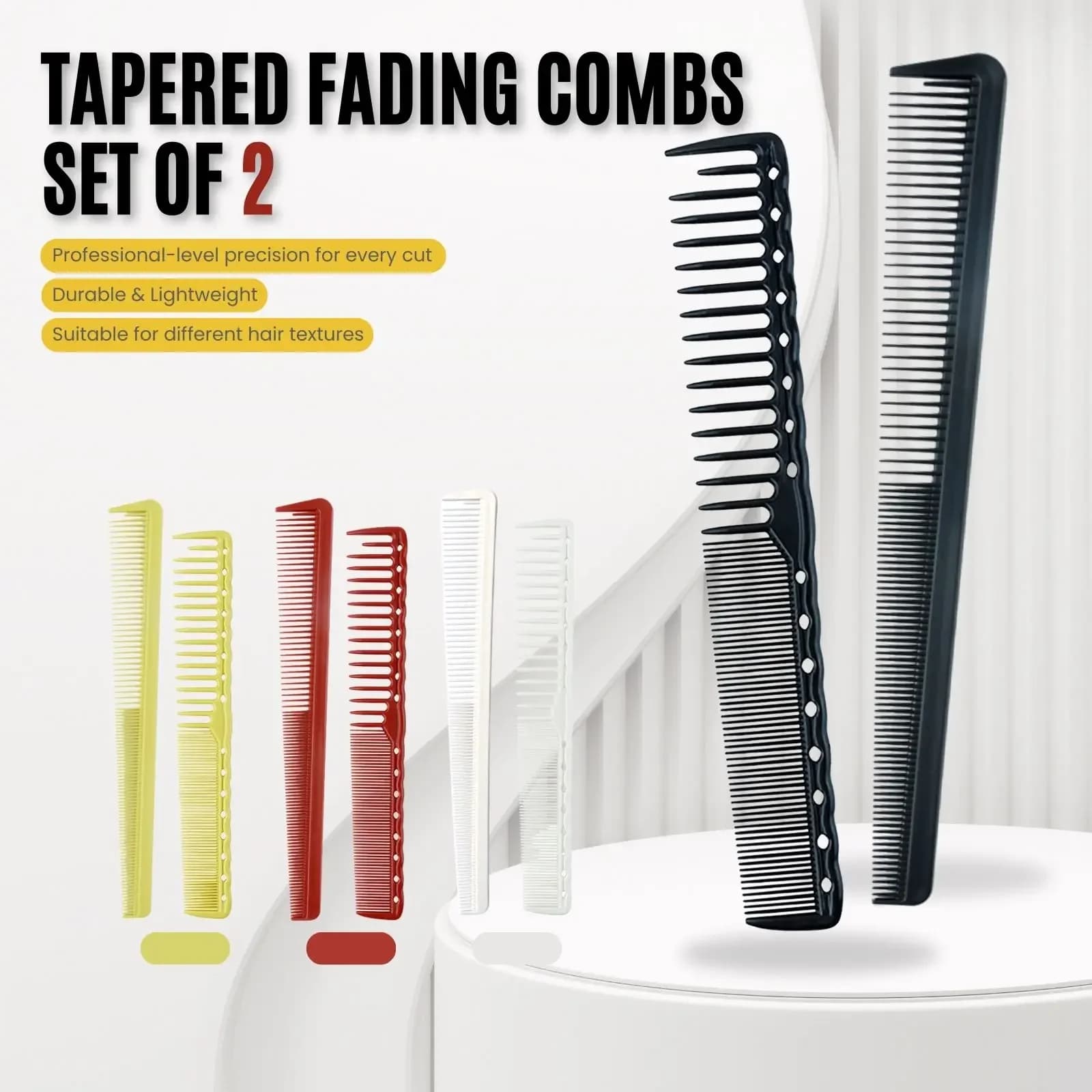 Two professional dense‑tooth barbershop combs — image 1