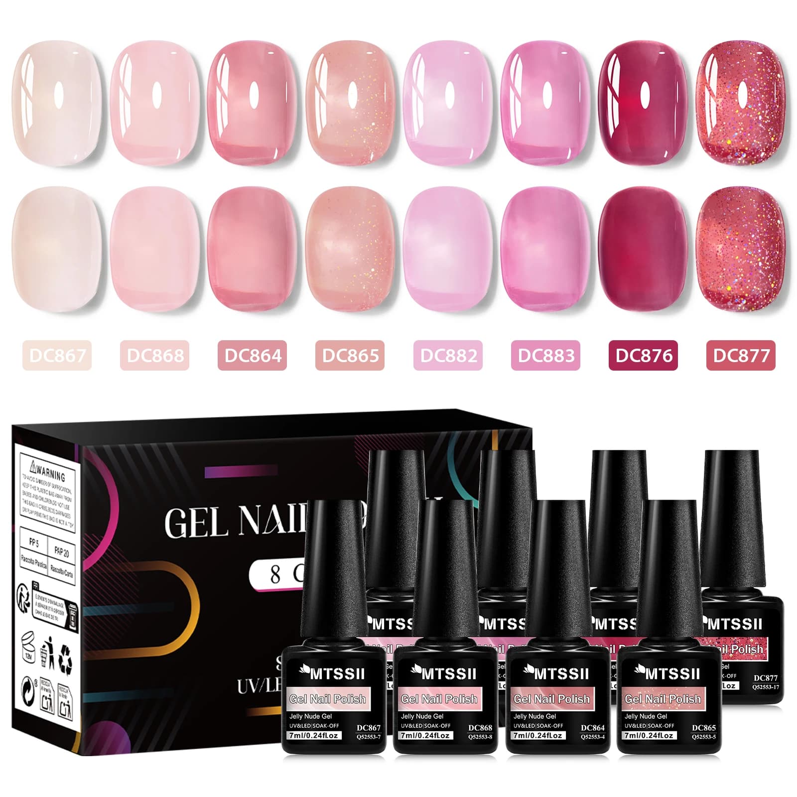 Boxed set of eight nude jelly gel nail polishes — image 5