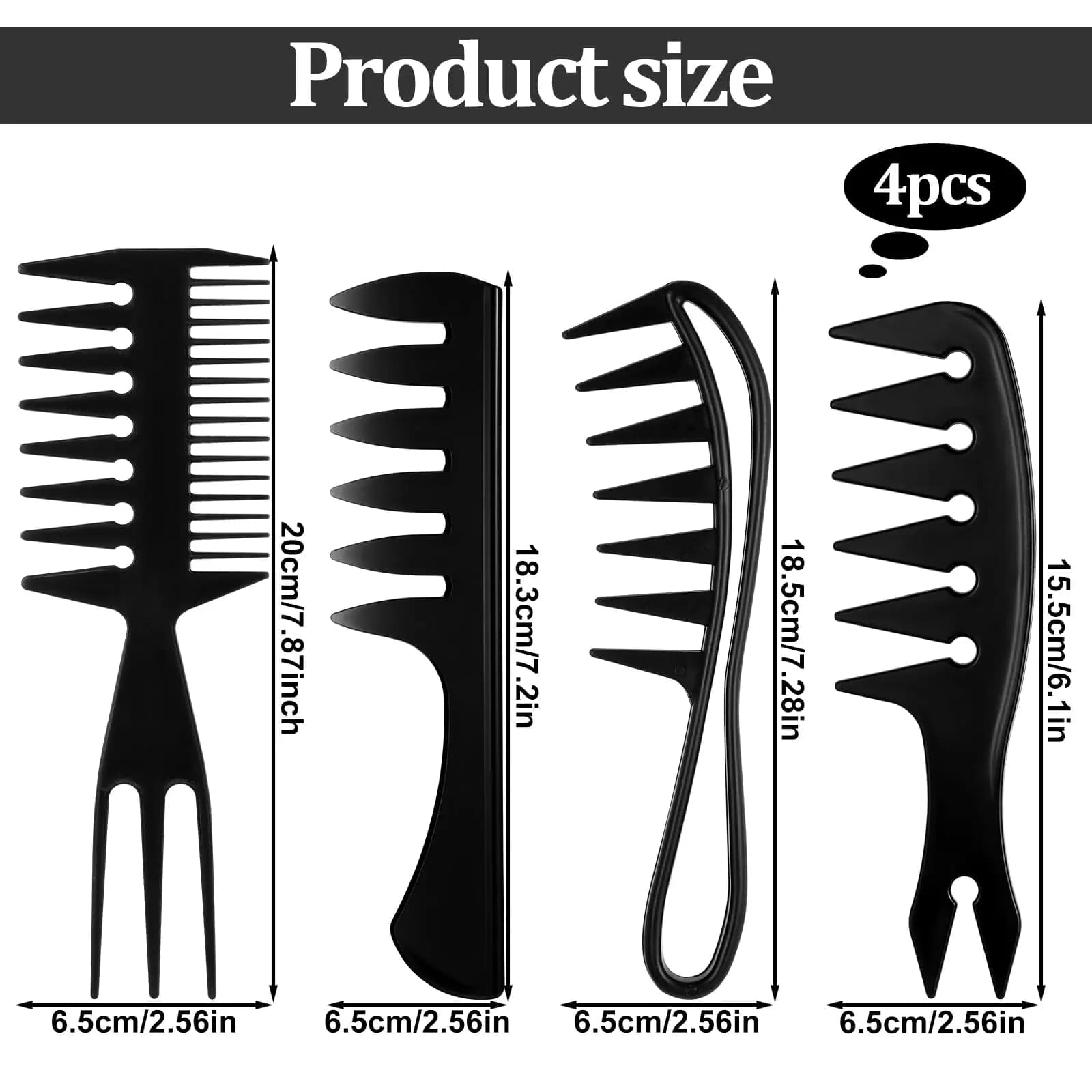 set of four men's hair styling combs — image 5