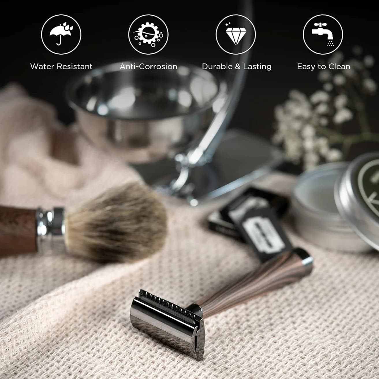 double edge safety razor with zinc alloy handle and Swiss blades — image 3