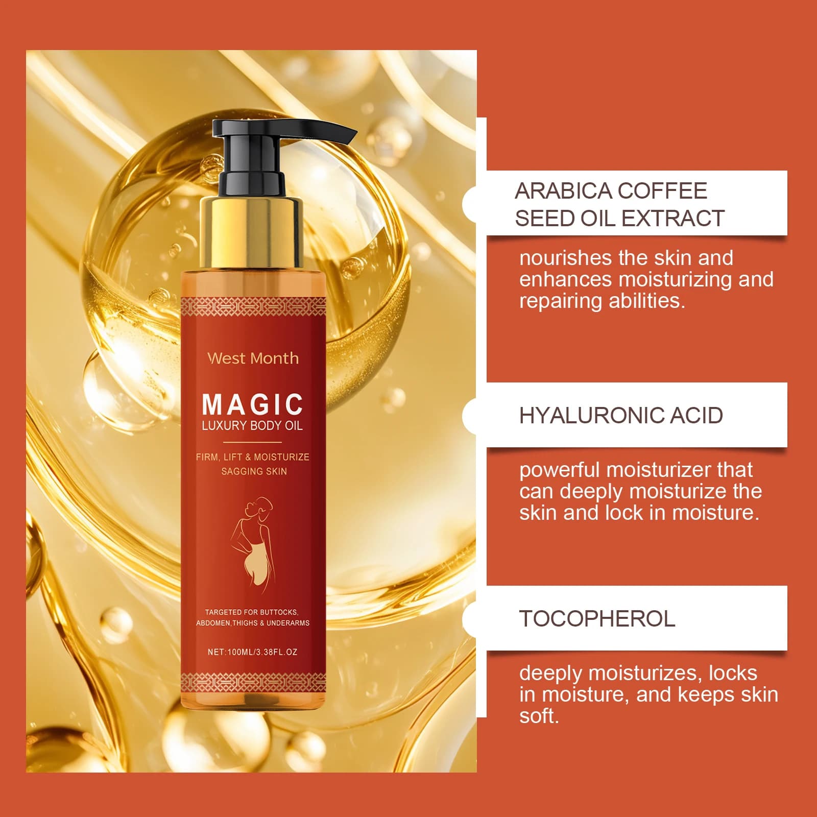 luxury body tightening oil bottle — image 4
