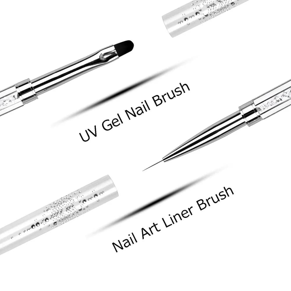 dual-ended gel nail art brush with rhinestone handle — image 4