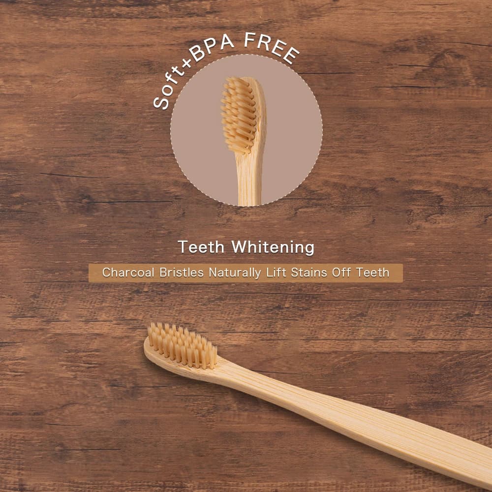 Colorful bamboo toothbrushes with soft bristles — image 3