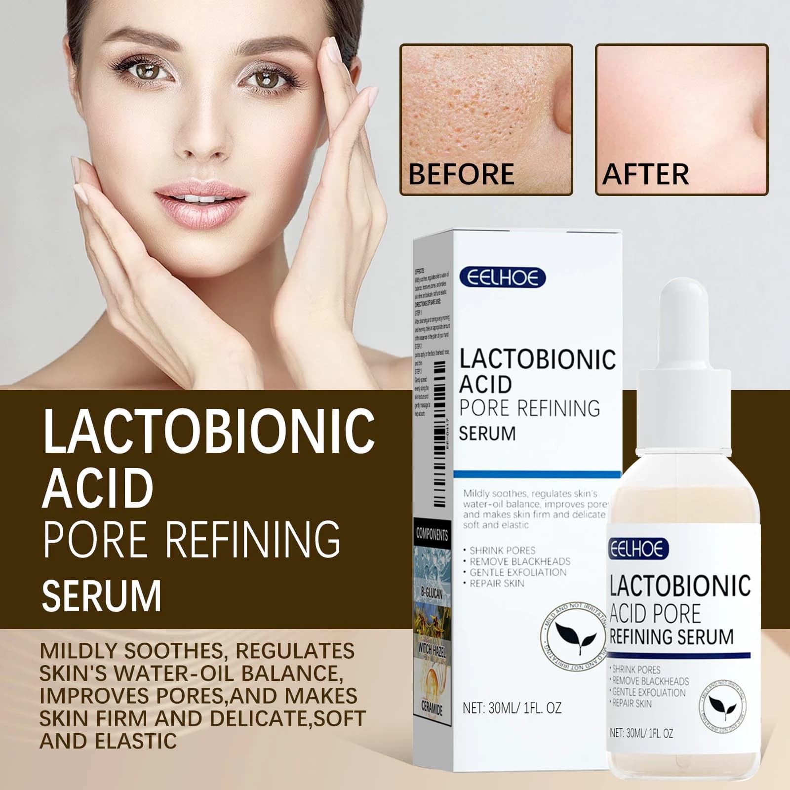 Lactobionic acid face serum bottle — image 3