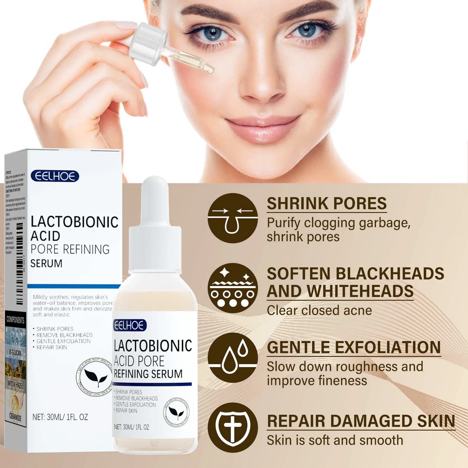 Lactobionic acid face serum bottle — image 2