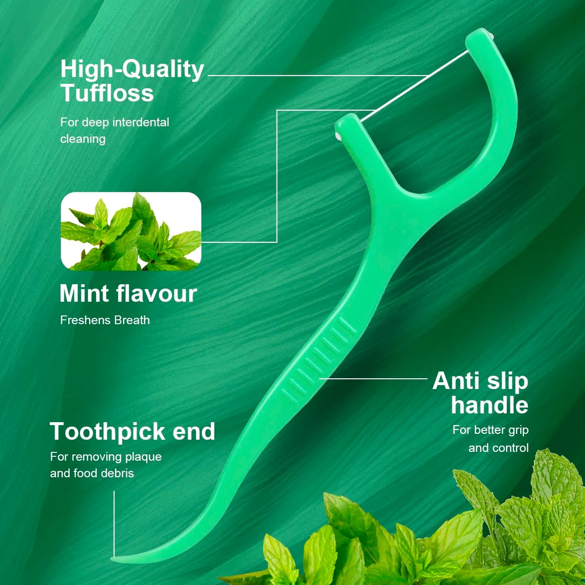 Mint-flavored disposable floss cleaning sticks — image 4