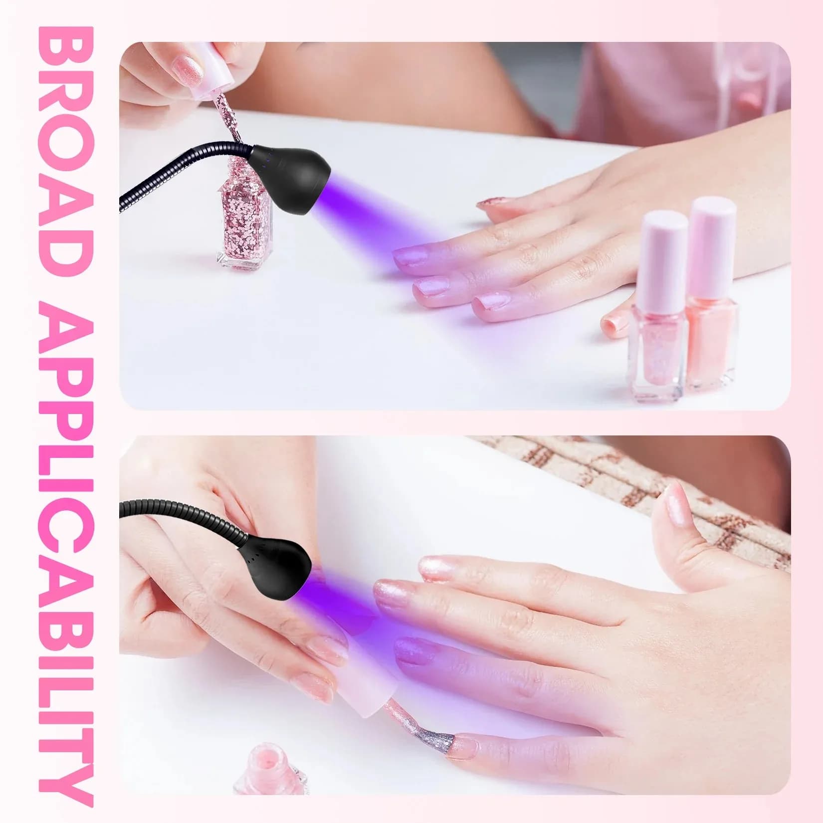 compact UV nail lamp with clip-on base — image 6