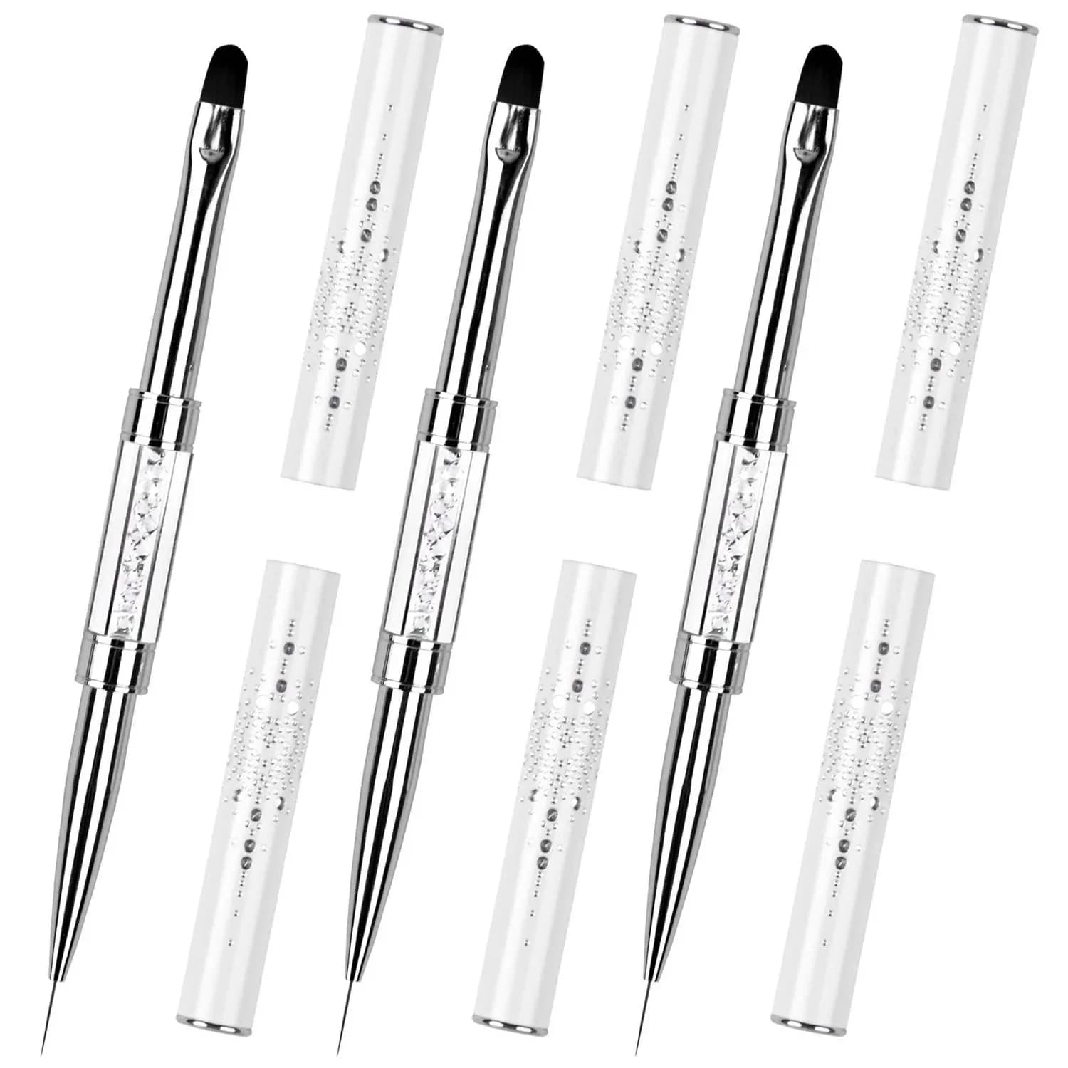 dual-ended gel nail art brush with rhinestone handle — image 7