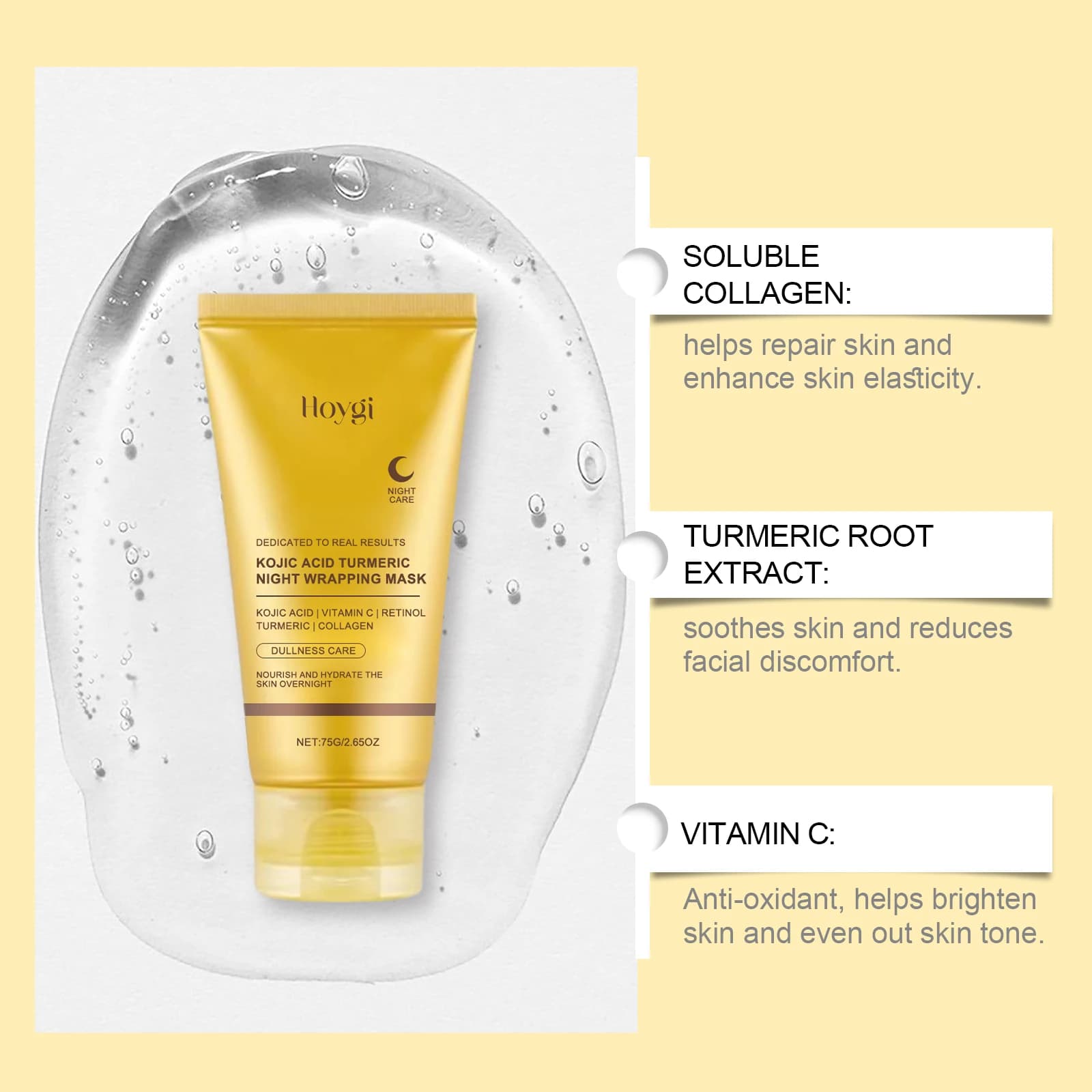 Kojic acid turmeric overnight peel‑off mask tube — image 4