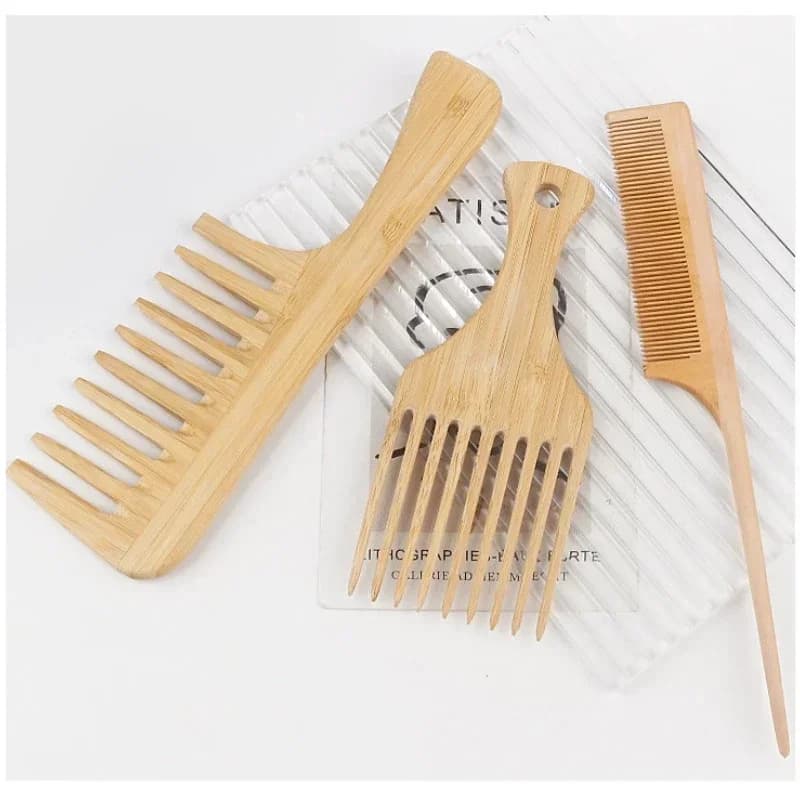 natural bamboo wide-tooth hair comb — image 2