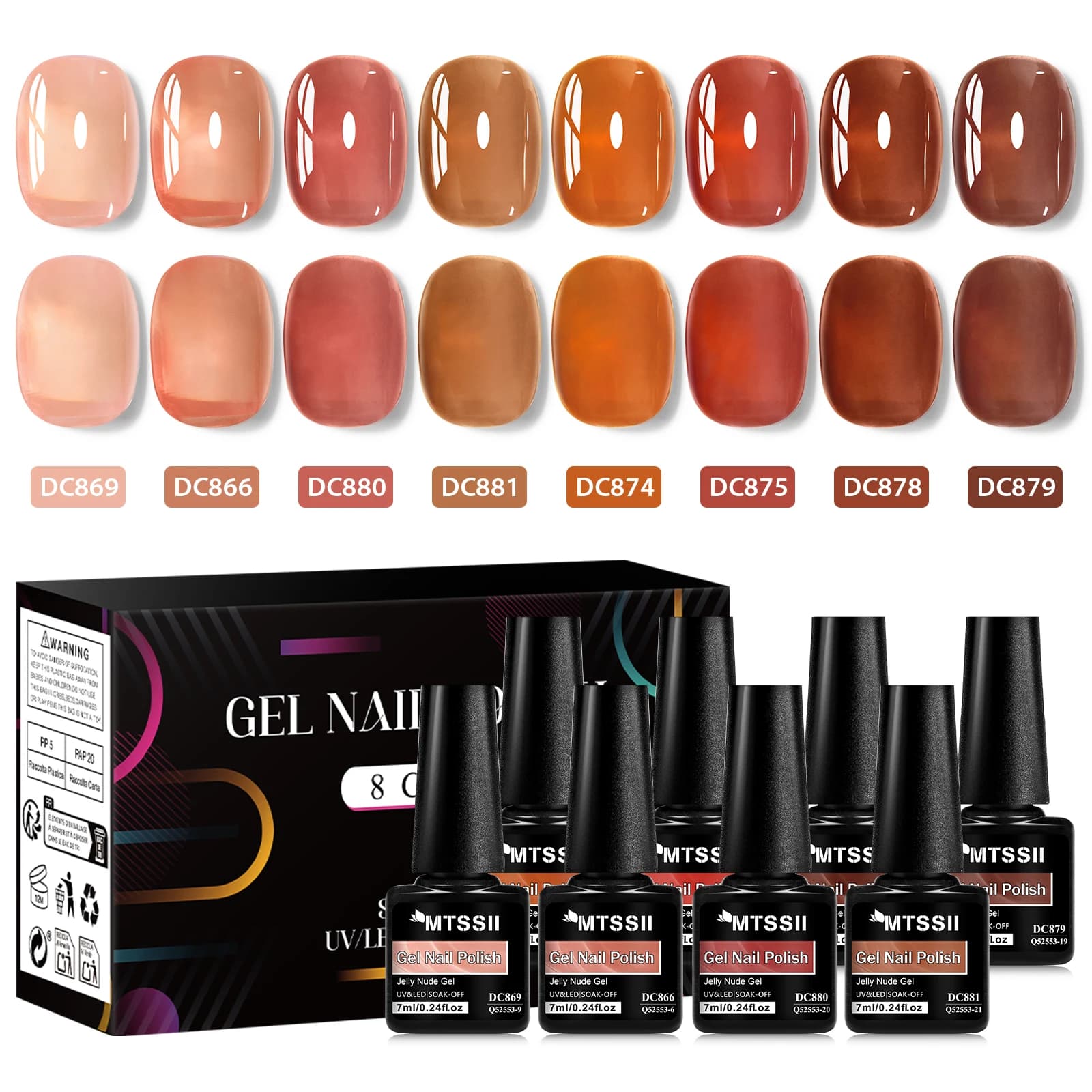 Boxed set of eight nude jelly gel nail polishes — image 8