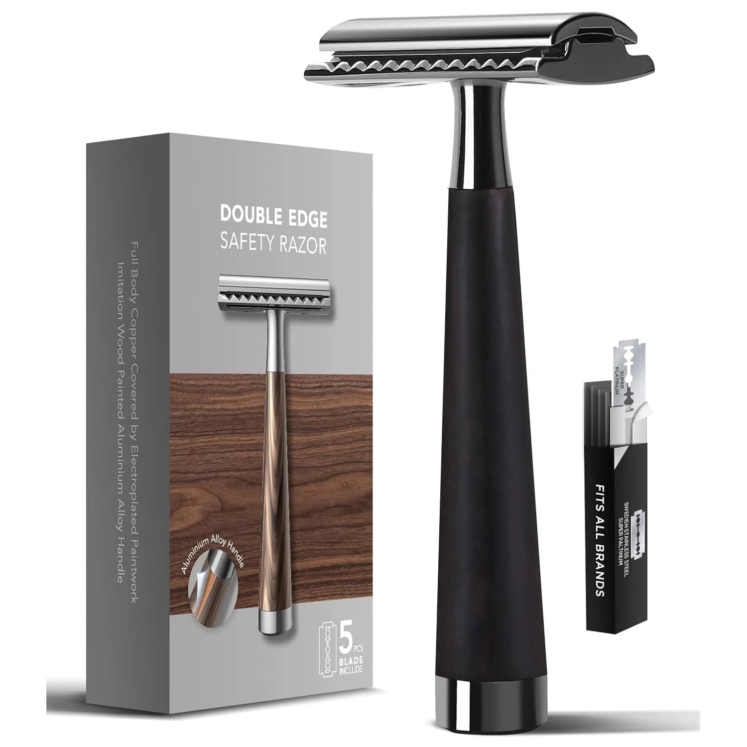double edge safety razor with zinc alloy handle and Swiss blades — image 8