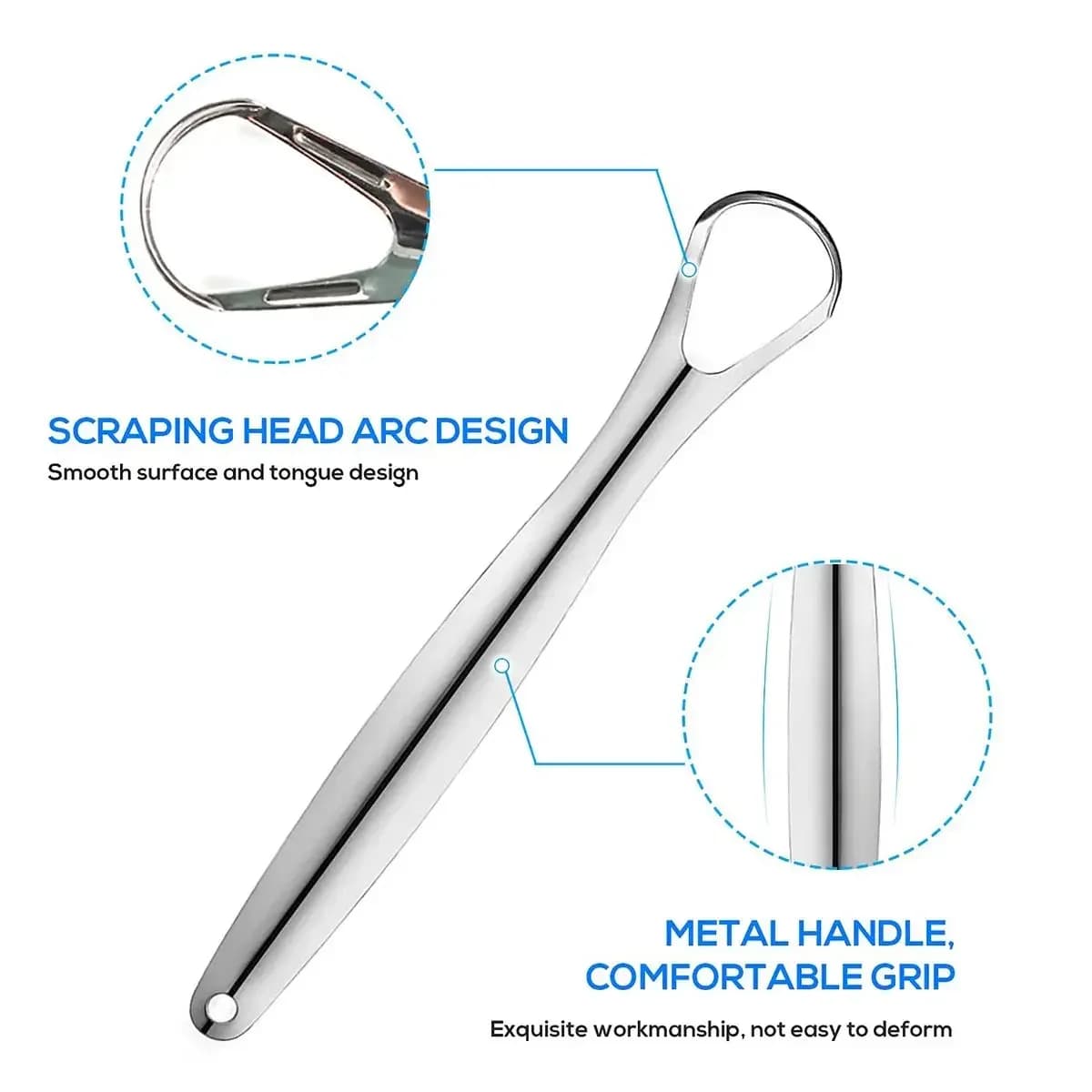 Stainless steel portable tongue scraper — image 4