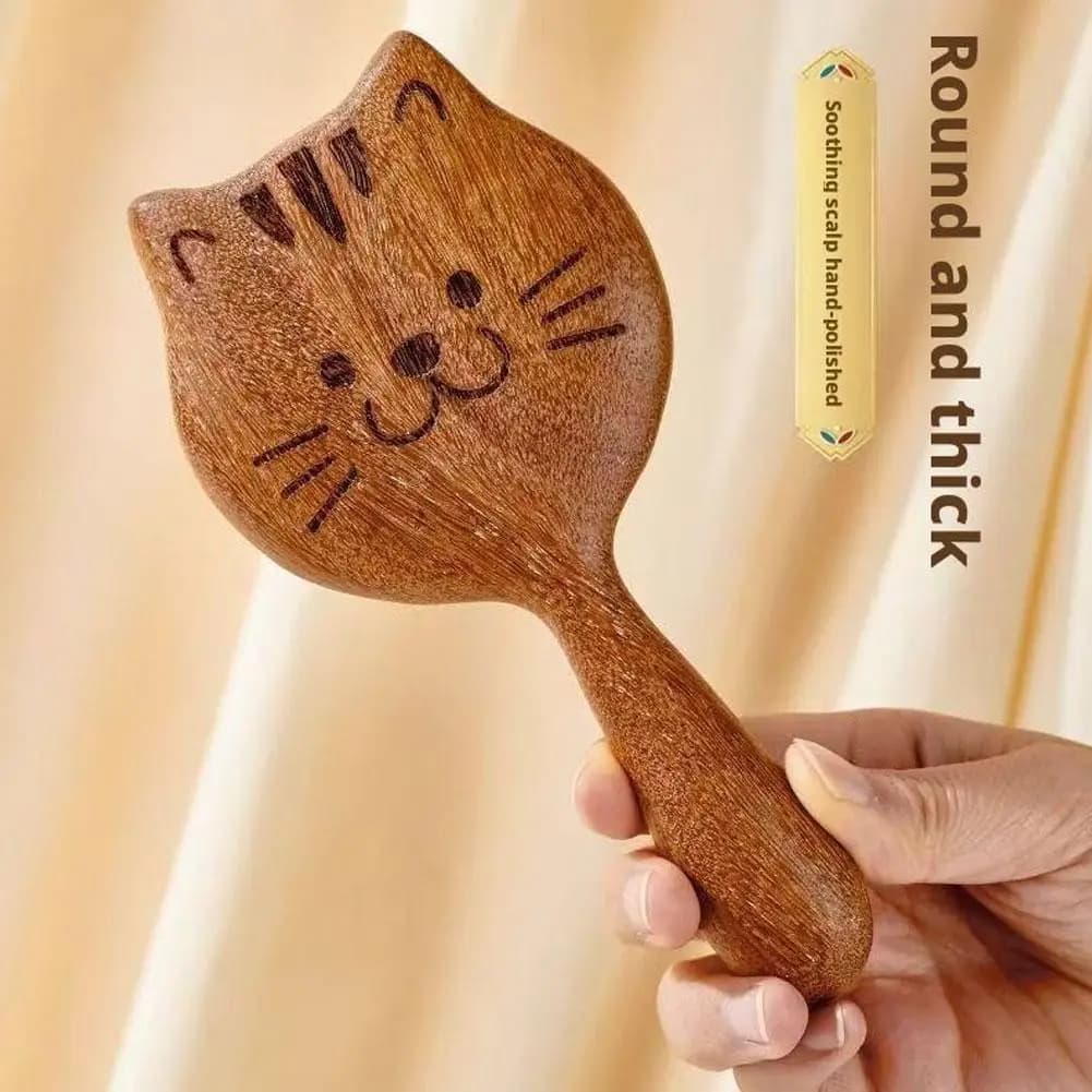 Sandalwood scalp massage comb with coarse teeth — image 3