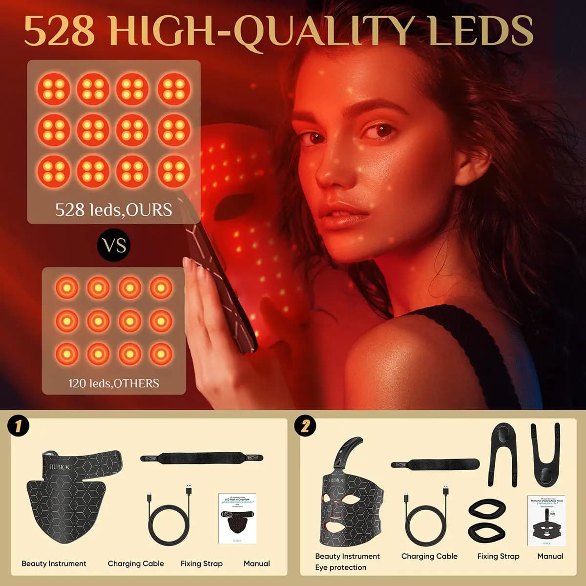 silicone LED facial and neck mask with red and near‑infrared lights — image 3