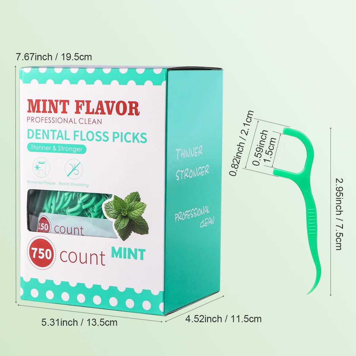 Mint-flavored dental floss stick — image 5