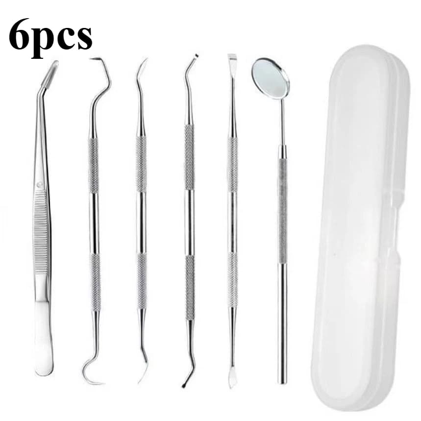 stainless steel dentist tool set with tartar remover picks — image 3