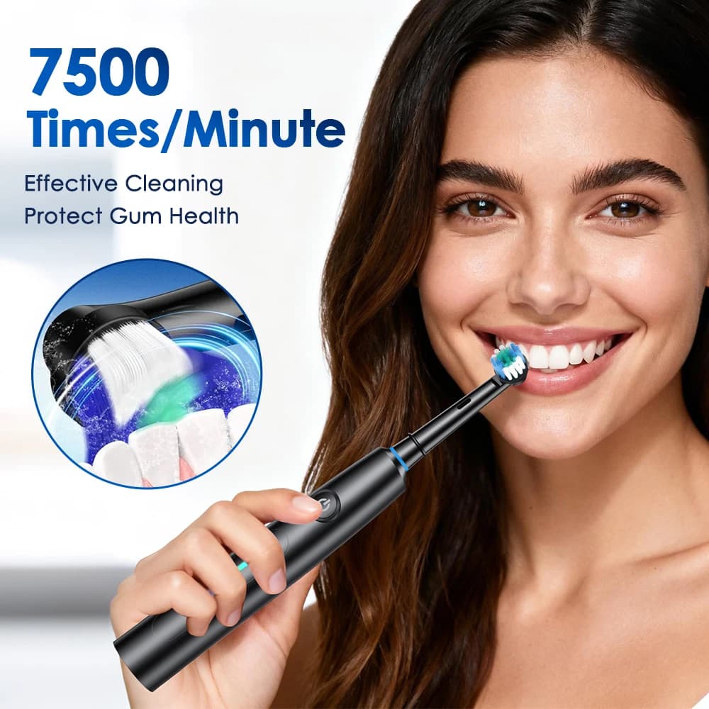3D rotating electric toothbrush with USB charger and travel case — image 3