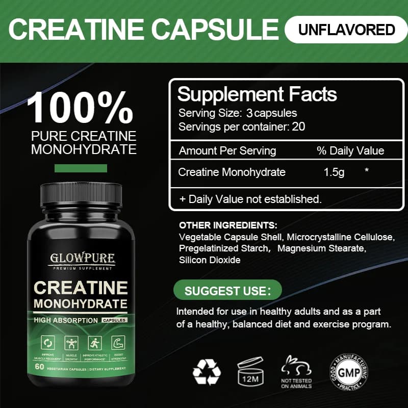 creatine monohydrate capsules bottle — image 3