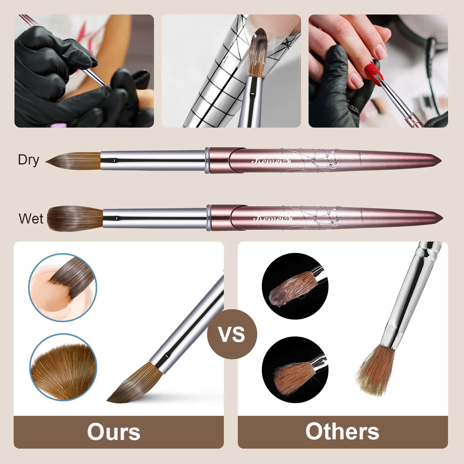Round kolinsky hair bristle nail brush — image 3