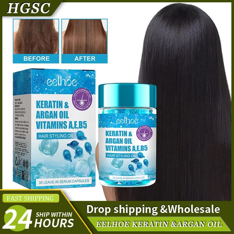 Hair Vitamin Capsules with Keratin Oil