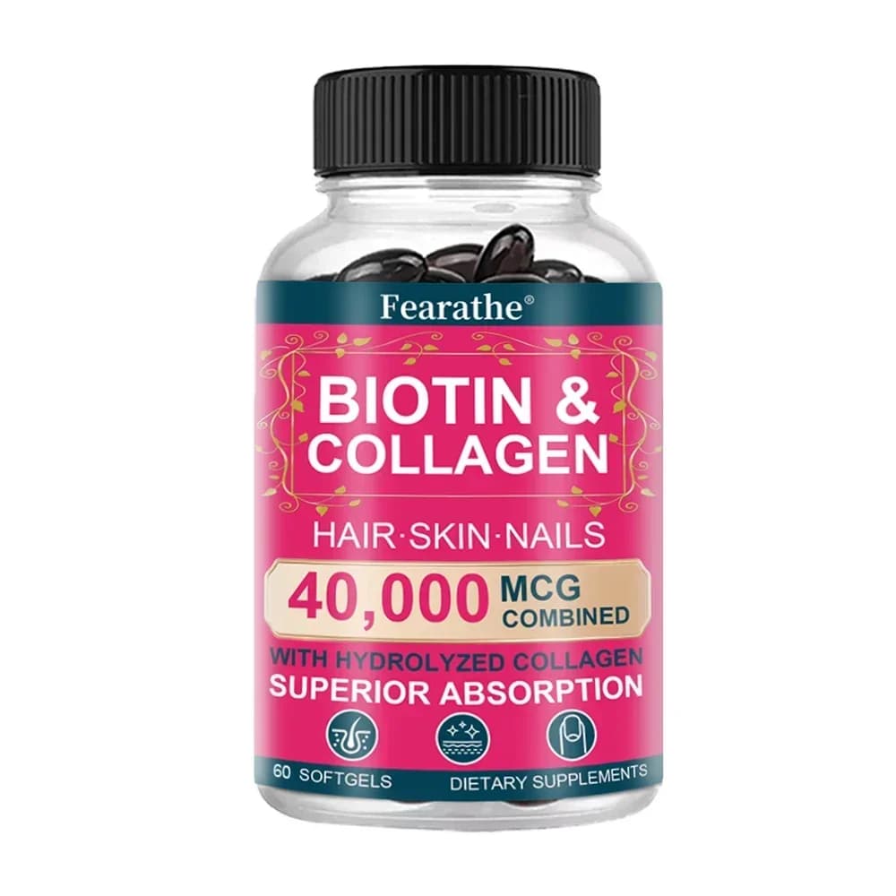 bottle of biotin collagen supplement for hair, skin and nails — image 8
