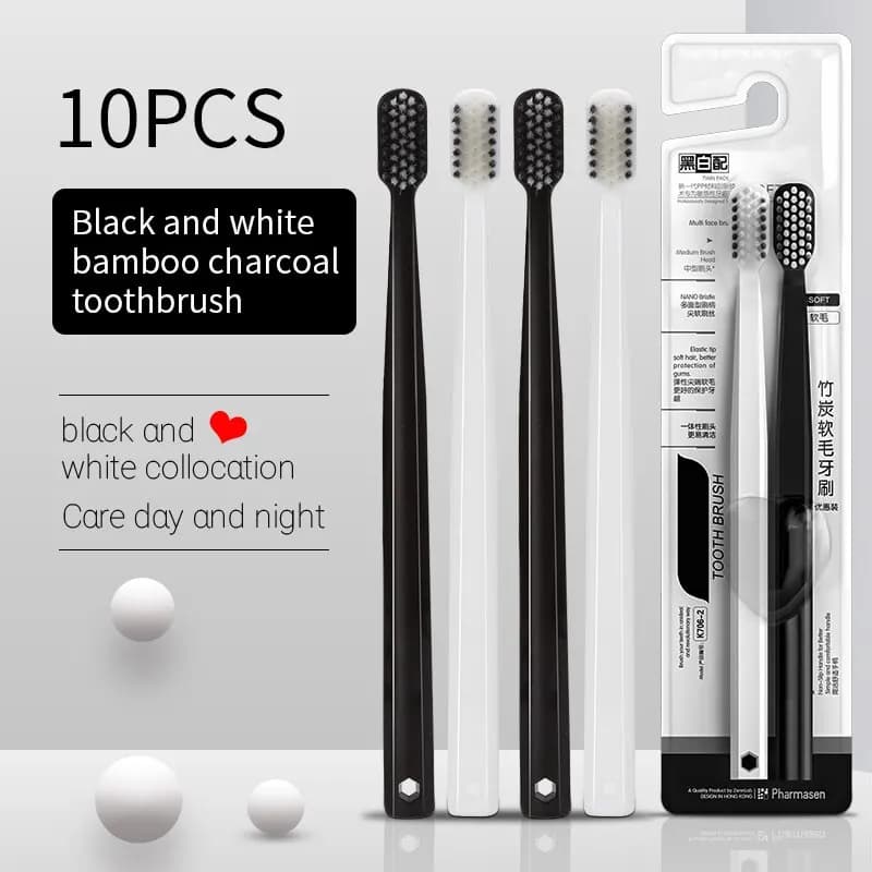 Bamboo charcoal toothbrush with soft silk bristles — image 1
