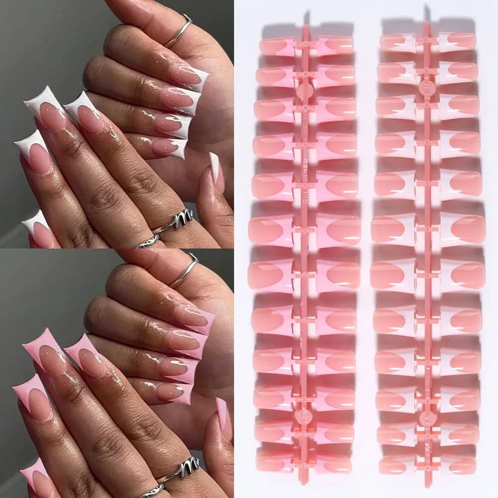 white press-on French nail set with file — image 8