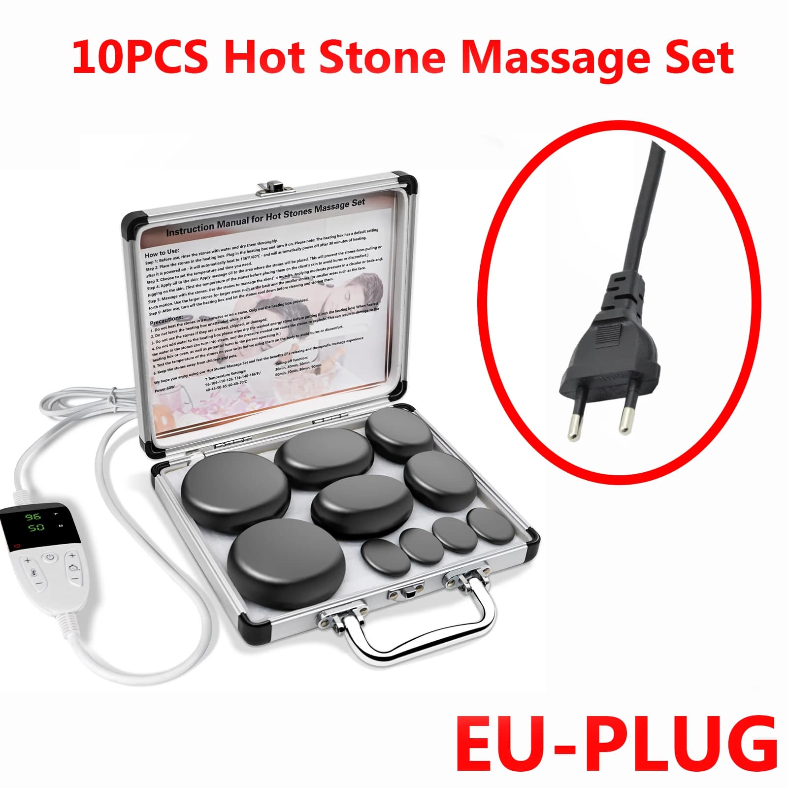 Adjustable hot stone massage set with heater — image 8