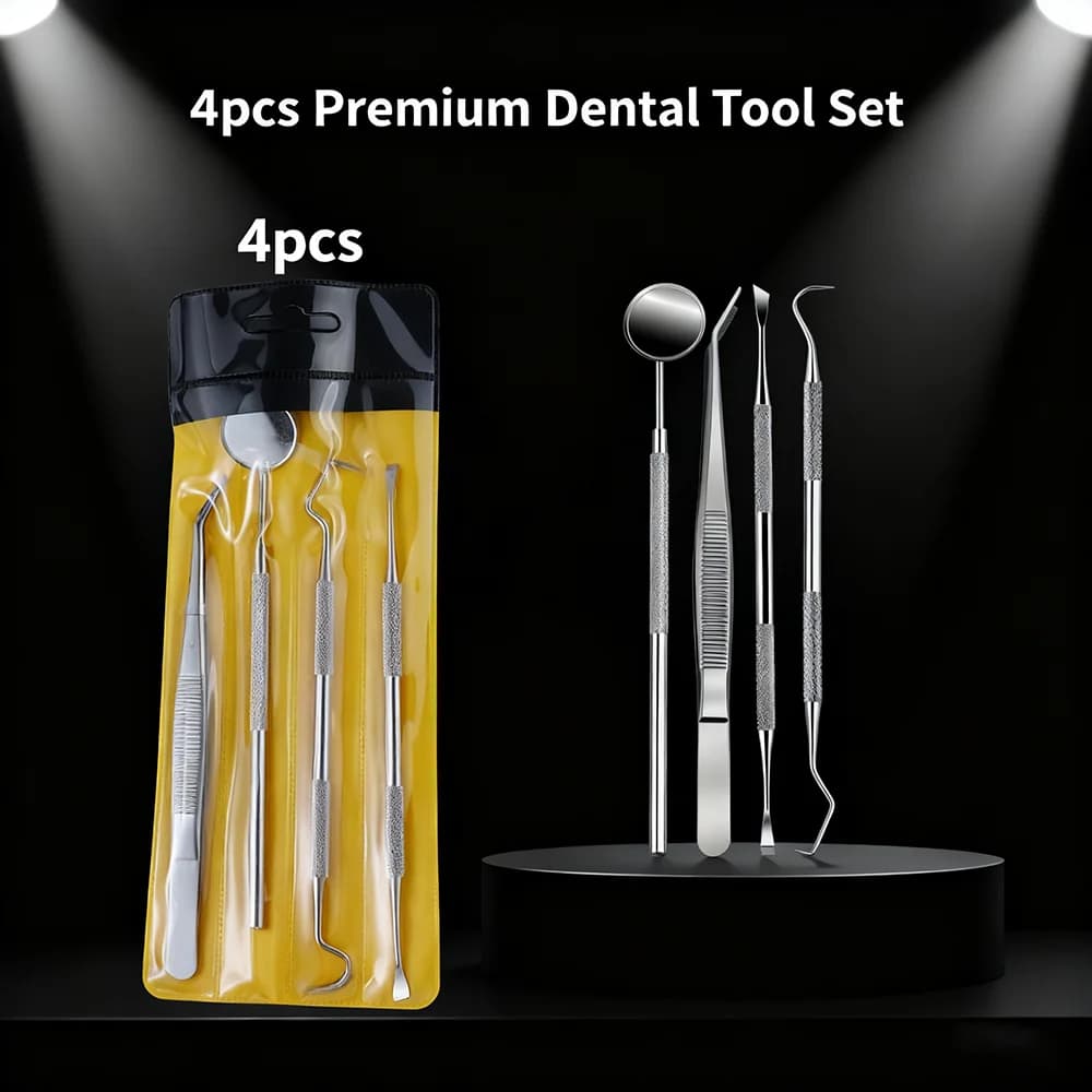 Dental cleaning tool set with scissors and flosser — image 1