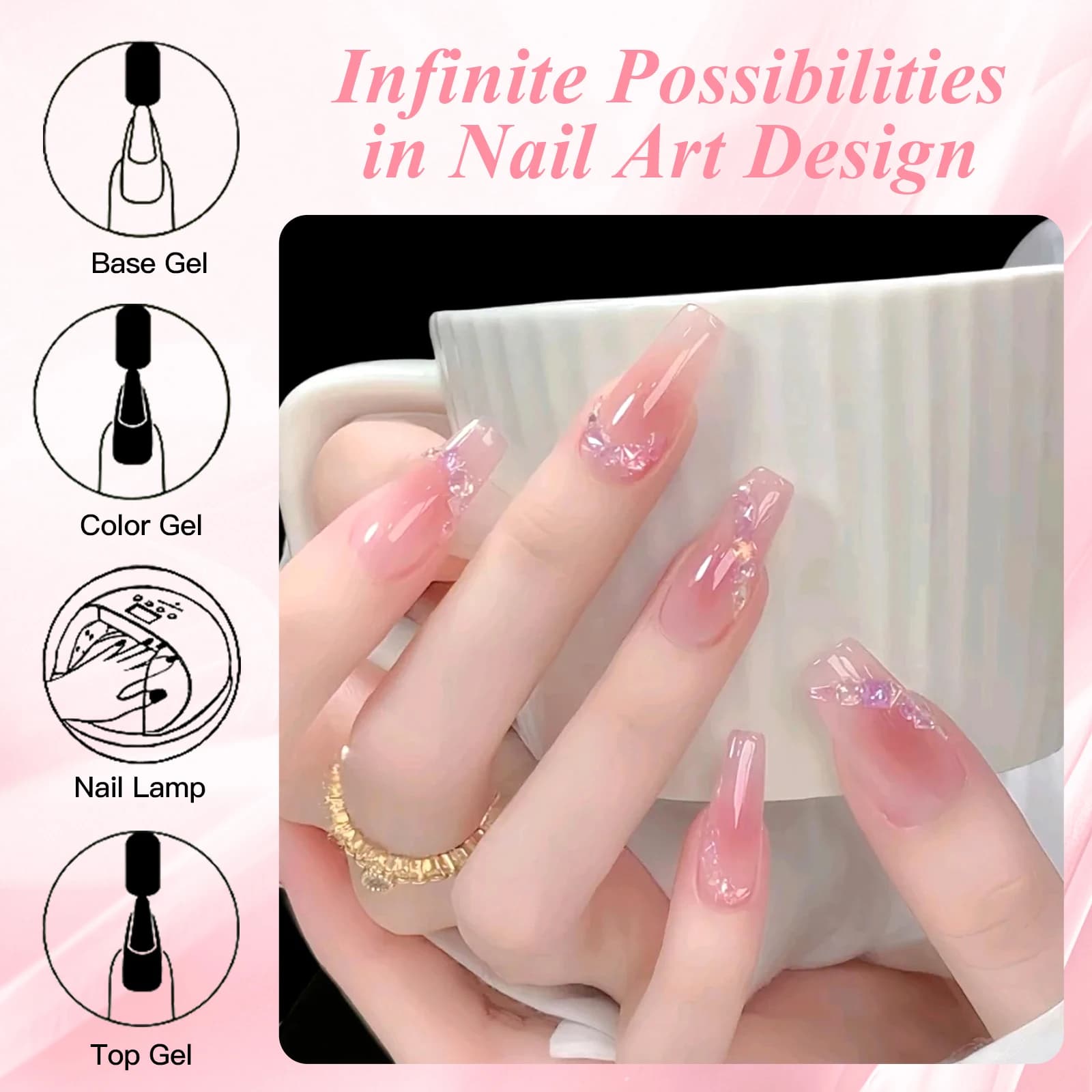 Boxed set of eight nude jelly gel nail polishes — image 4